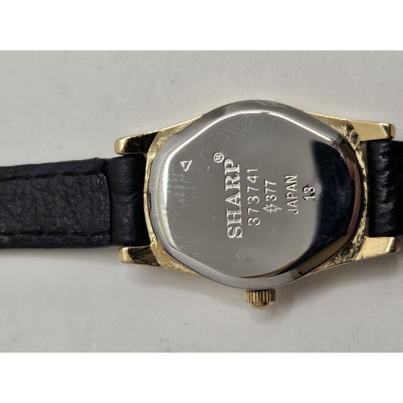 Rare Vintage Sharp Ladies Watch Gold Tone Water Resist Leather New Battery - Picture 9 of 10